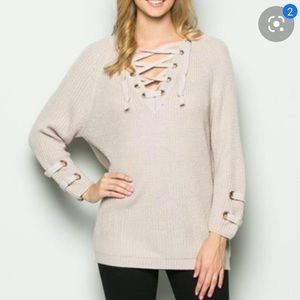 Lace up sweater